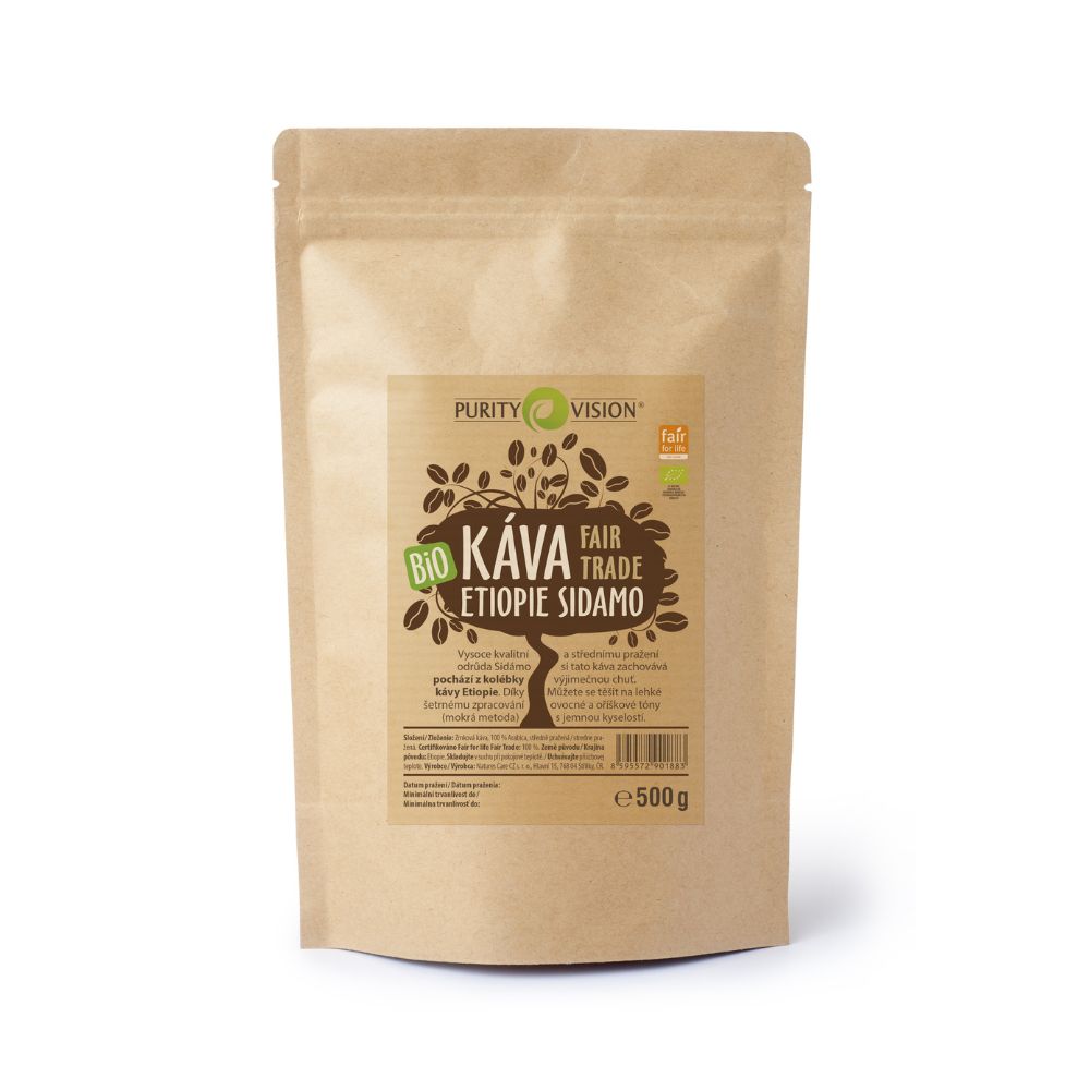 Grains de café bio équitables Éthiopie Sidamo 500 g