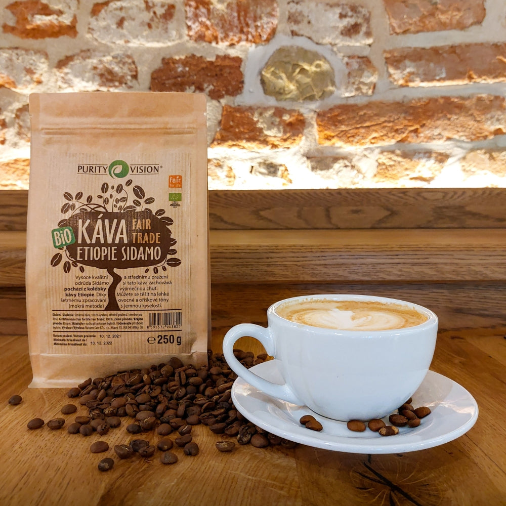 Grains de café bio équitables Éthiopie Sidamo 250 g
